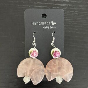 Handmade Pink Rose Quartz Earrings